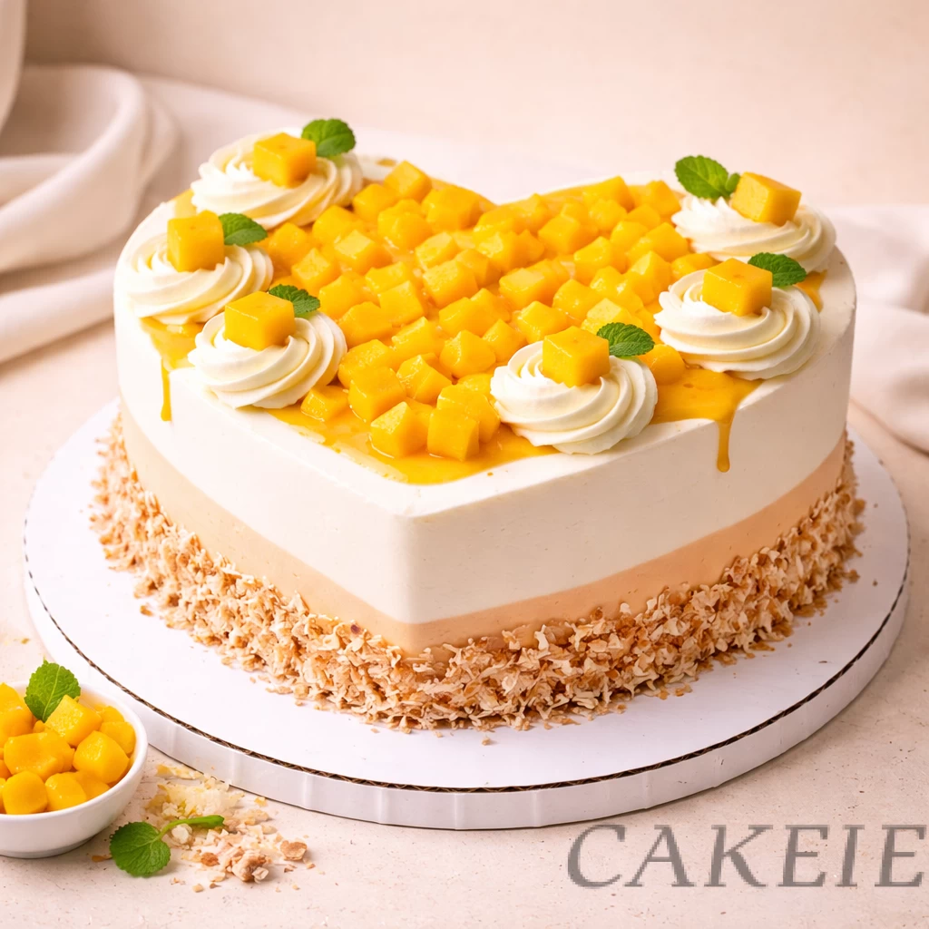 Mango Bliss Heart Shape Cake